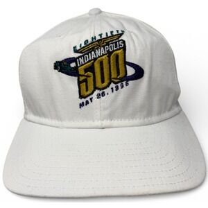 Vintage Indy 500 Racing Snapback Hat White 1996 DeLONG Made in USA Motorsports